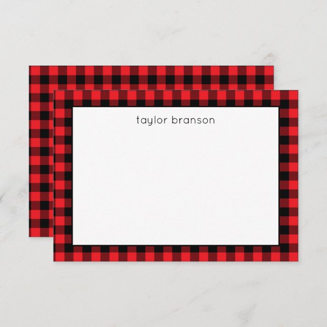 Buffalo Plaid Personalised Note Cards (Front/Back)