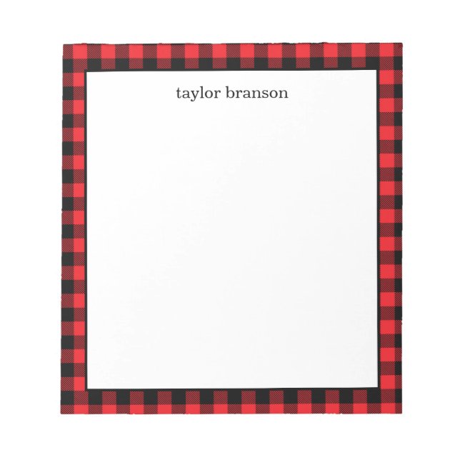 Buffalo Plaid Personalised Notepad (Front)