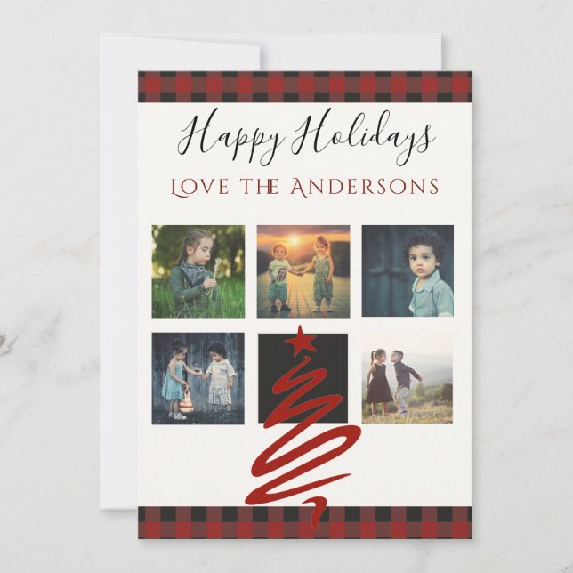 Buffalo Plaid PHOTO Collage Card Instagram Holiday (Front)