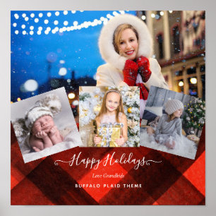 Buffalo Plaid PHOTO COLLAGE Gift Grandparents Poster