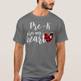 Buffalo Plaid PreK Has My Heart Teacher Valentine  T-Shirt