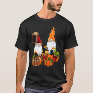 Buffalo Plaid Pumpkin Gnomes Fall Autumn Thanksgiv T-Shirt