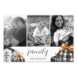 Buffalo Plaid Pumpkin Photo Collage Print