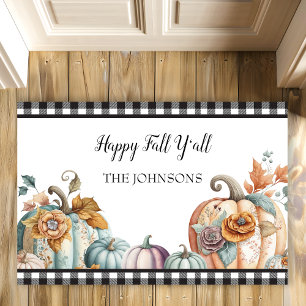 Buffalo Plaid Pumpkins Fall Doormat