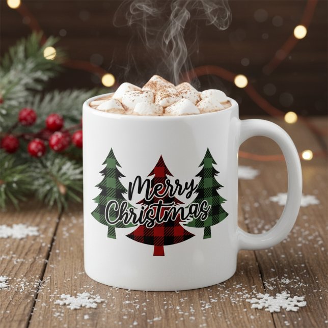 Buffalo Plaid Red and Green Merry Christmas Coffee Mug (Buffalo Plaid Red and Green Merry Christmas Coffee Mug)