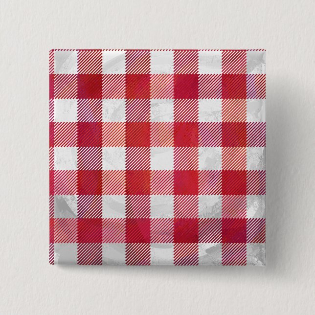 Buffalo Plaid Red and White 15 Cm Square Badge (Front)