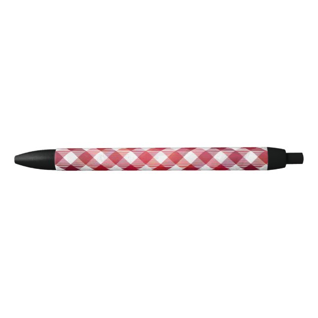 Buffalo Plaid Red and White Black Ink Pen (Front)