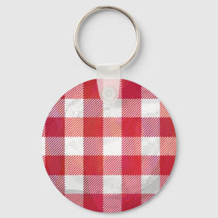 Buffalo Plaid Red and White Key Ring