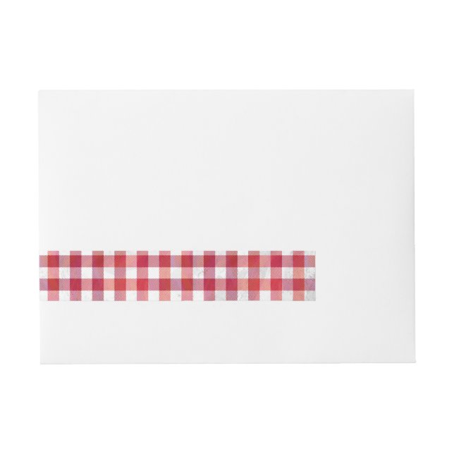 Buffalo Plaid Red and White Wraparound Address Label (Front)