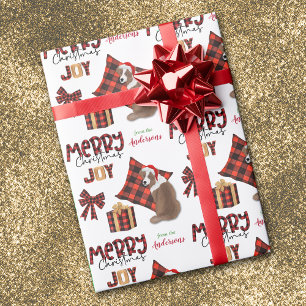 Buffalo Plaid Red Aussie Dog Christmas Wrapping Paper