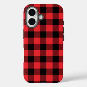 Buffalo Plaid Red Black Check iPhone 16 Case