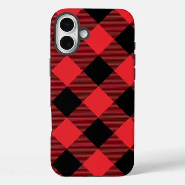Buffalo Plaid Red Black Check Case-Mate iPhone Case (Back)