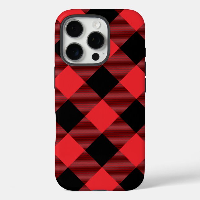Buffalo Plaid Red Black Check Case-Mate iPhone Case (Back)