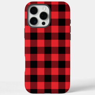 Buffalo Plaid Red Black Check iPhone 16 Pro Max Case