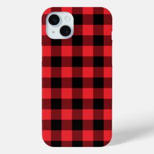 Buffalo Plaid Red Black Check iPhone 15 Mini Case