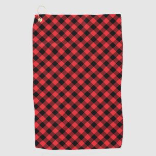 Buffalo Plaid Red Black Check Golf Towel