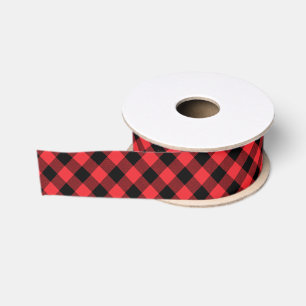 Buffalo Plaid Red Black Check Grosgrain Ribbon
