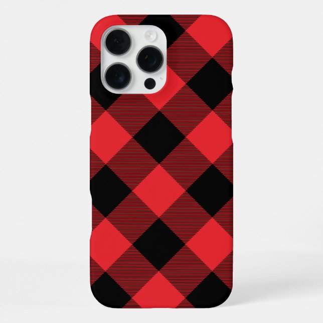 Buffalo Plaid Red Black Check iPhone Case (Back)