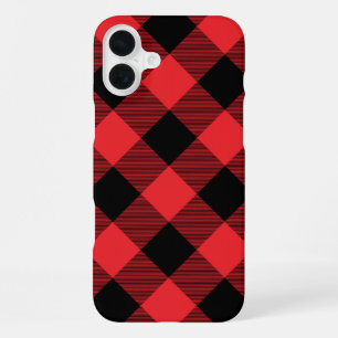 Buffalo Plaid Red Black Check iPhone 16 Plus Case