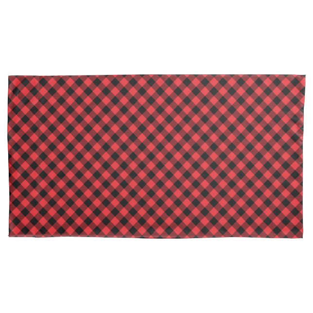 Buffalo Plaid Red Black Check Pillowcase (Front)