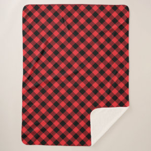 Buffalo Plaid Red Black Check Sherpa Blanket