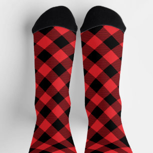Buffalo Plaid Red Black Check Socks