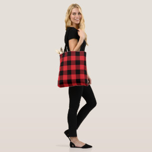 Buffalo Plaid Red Black Check Tote Bag