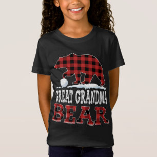 Buffalo Plaid Red Christmas Great Grandma Bear Paj T-Shirt