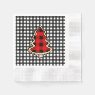 Buffalo Plaid, Red Gingham Christmas Trees Napkin