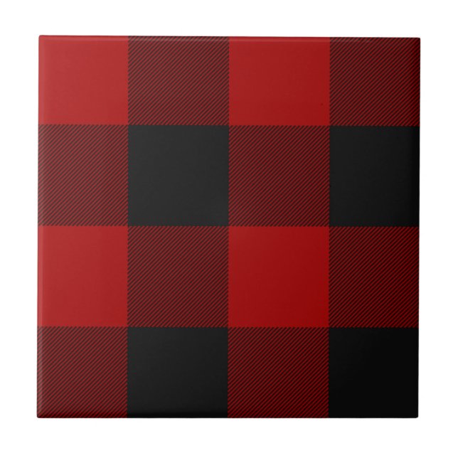 Buffalo Plaid Red Tartan Plaid Pattern Tile (Front)