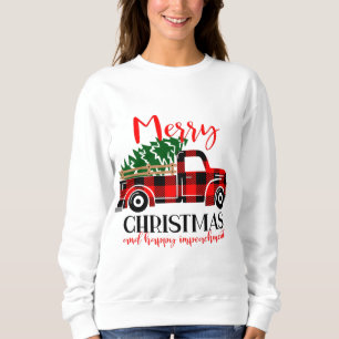 Buffalo Plaid Red Truck Christmas Tree Funny Impea Sweatshirt