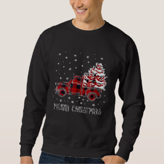 Buffalo Plaid Red Truck Vintage Christmas Country  Sweatshirt