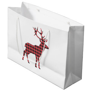 Buffalo Plaid Reindeer Large Gift Bag