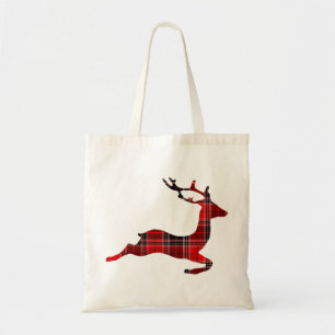 buffalo-plaid reindeer tote bag