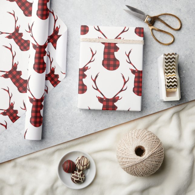 Buffalo Plaid Reindeer Wrapping Paper (Crafts)