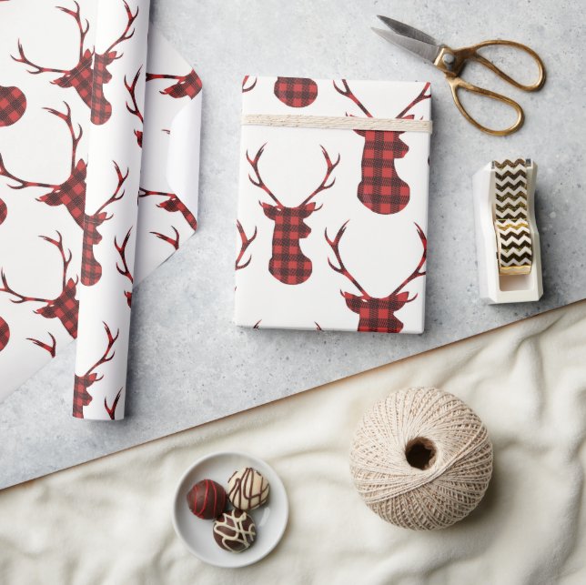 Buffalo Plaid Reindeer Wrapping Paper (Crafts)