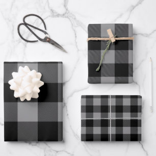 Buffalo Plaid Rob Roy Check Grey Plaid Pattern Wrapping Paper Sheet