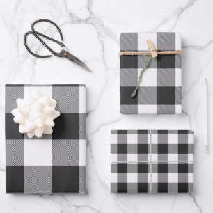 Buffalo Plaid Rob Roy Check White Plaid Pattern Wrapping Paper Sheet