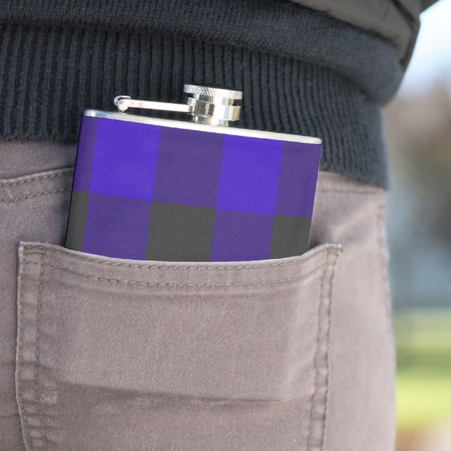 Buffalo Plaid Royal Blue Check Hip Flask (In Situ)