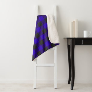Buffalo Plaid Royal Blue Check Sherpa Blanket