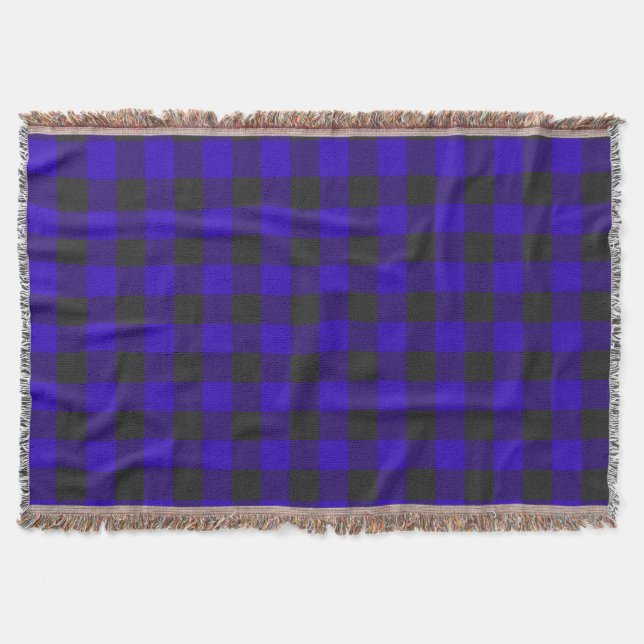 Buffalo Plaid Royal Blue Check Throw Blanket (Front)
