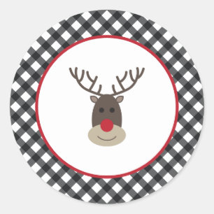 Buffalo Plaid Rudolph Stickers Christmas Holidays