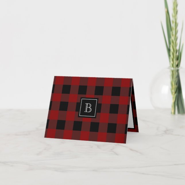 Buffalo Plaid Rustic Monogrammed Initial Pattern Card (Front)