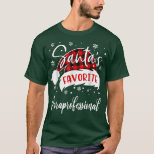 Buffalo Plaid Santas Favorite Paraprofessional Chr T-Shirt