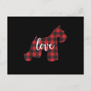 Buffalo plaid schnauzer mum love postcard