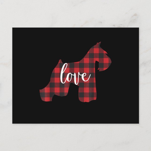 Buffalo plaid schnauzer mum love postcard (Front)