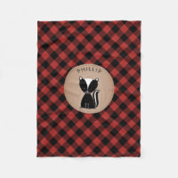 Buffalo Plaid Skunk Kids Fleece Blanket