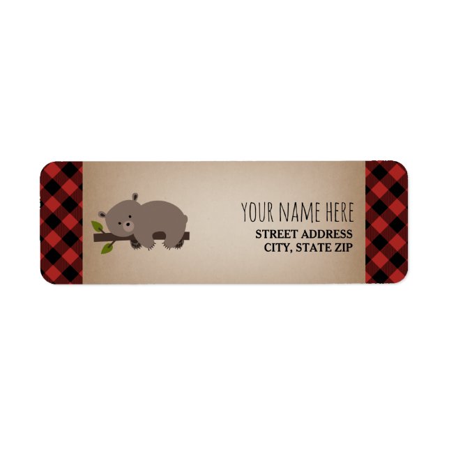 Buffalo Plaid Sleepy Bear Baby Shower (Front)