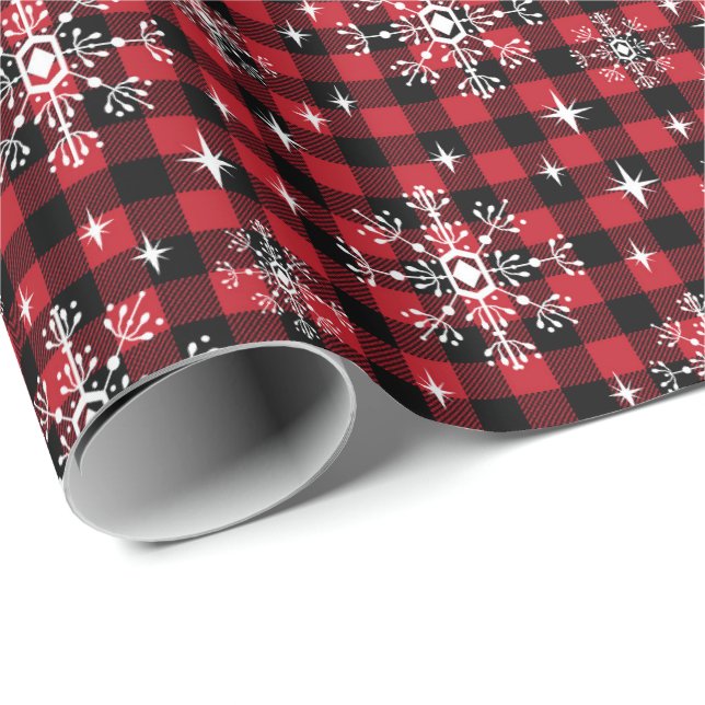 Buffalo Plaid snowflake christmas pattern Wrapping Paper (Roll Corner)