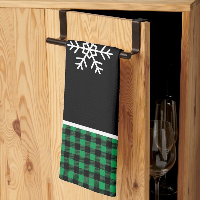 Buffalo Plaid Snowflake Tea Towel (Thirds Fold)